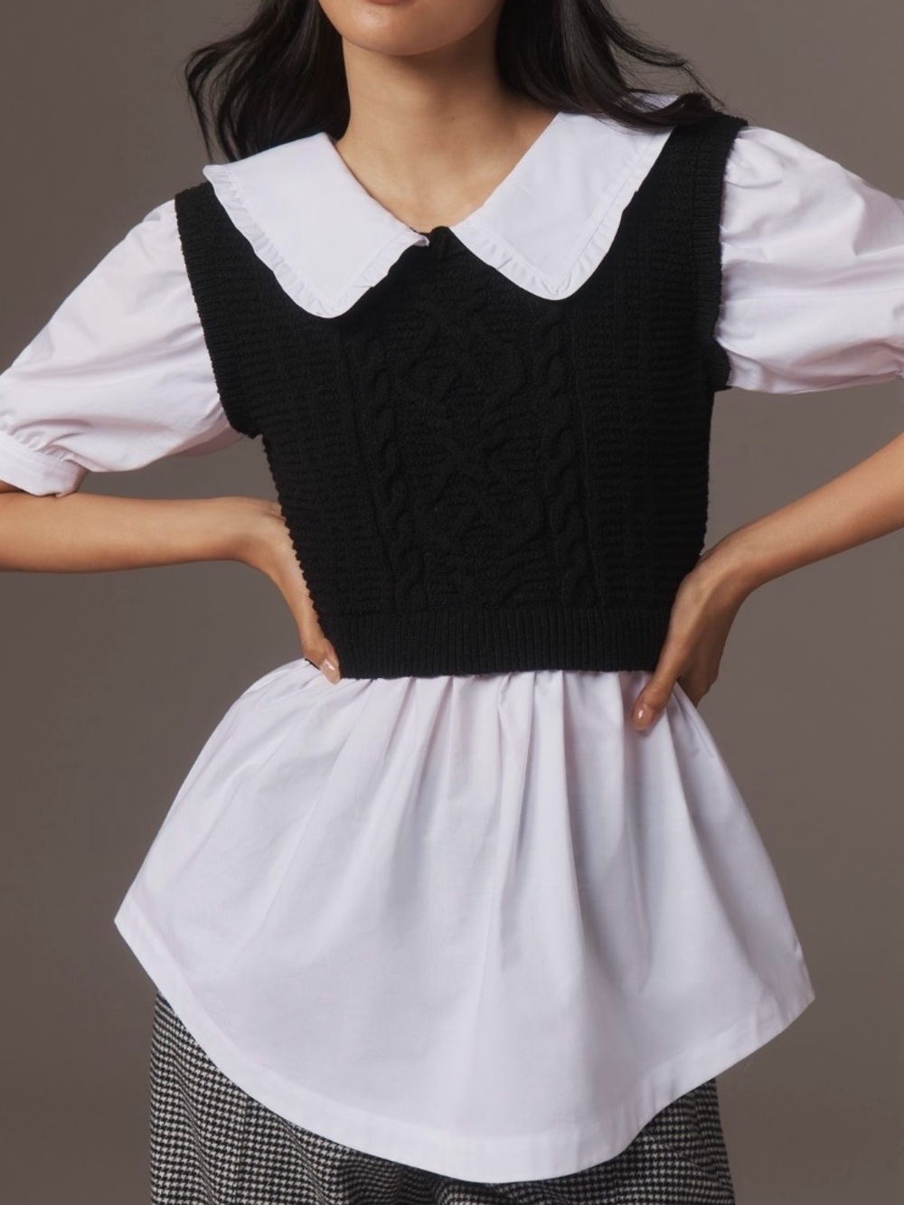 Maeve Peter Pan Collar Twofer Sweater - Picture 1 of 6